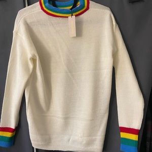 NWT rainbow trim sweater